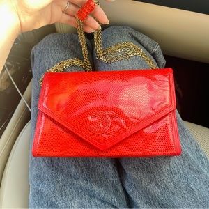 Vintage Chanel Lizard Skin Envelope Bag